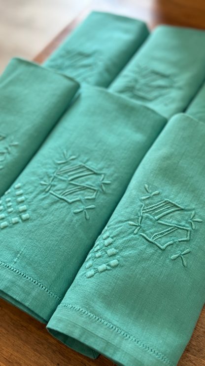 6 Servilletas Antiguas Verdes