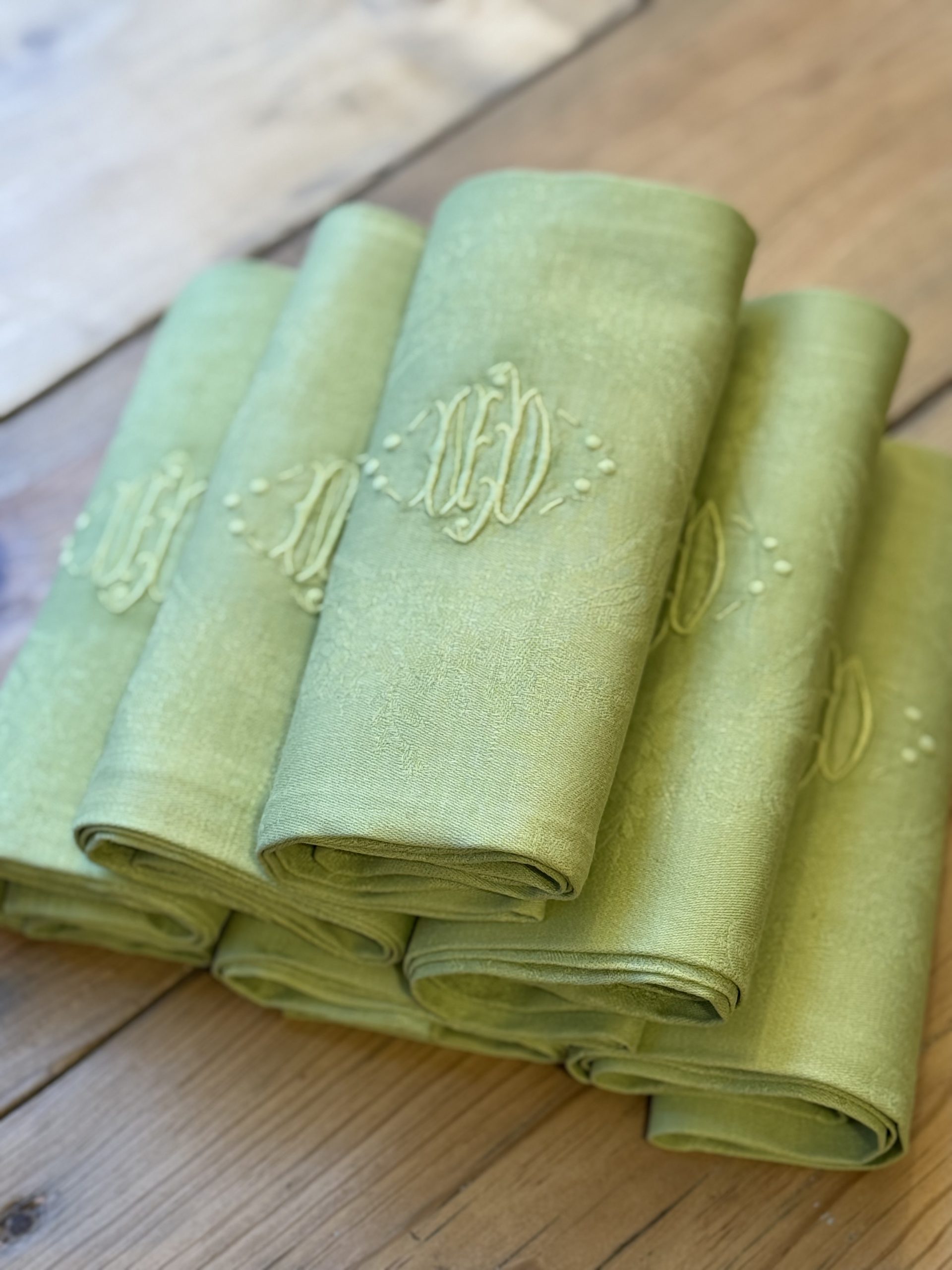 6 Servilletas antiguas “Pistacho” - Imagen 3