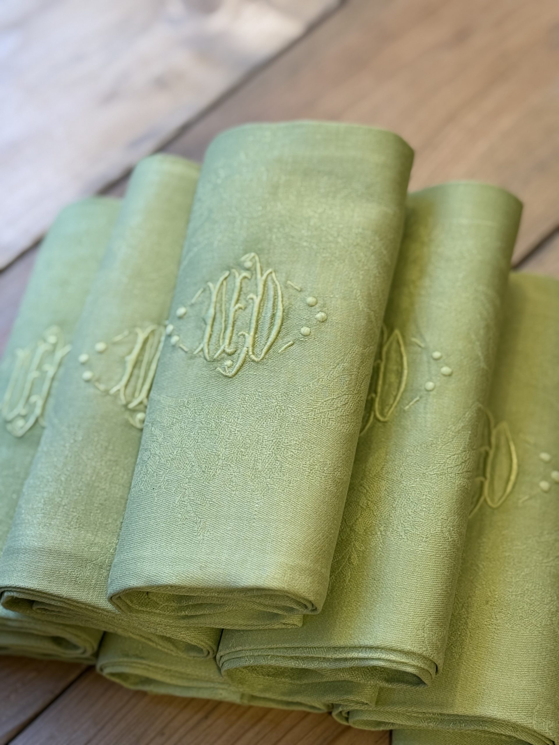 6 Servilletas antiguas “Pistacho” - Imagen 2