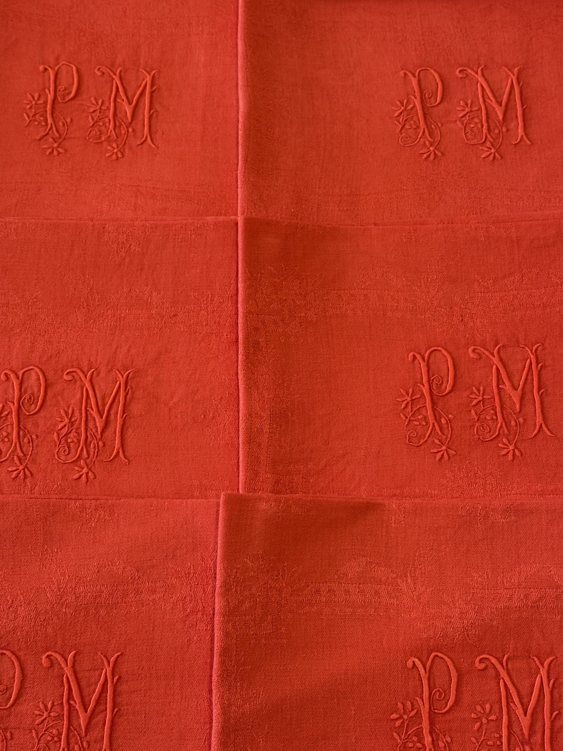 10 Servilletas antiguas teñidas rojo - Imagen 4