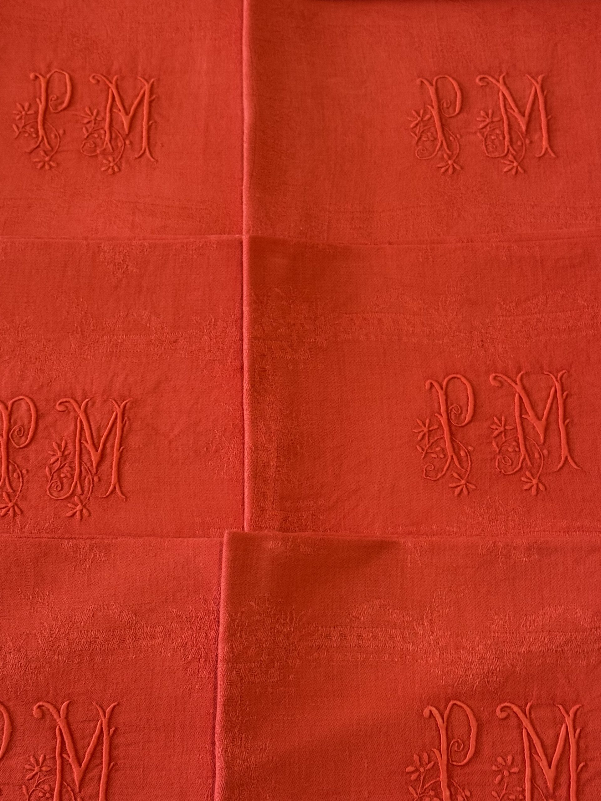 10 Servilletas antiguas teñidas rojo - Imagen 6