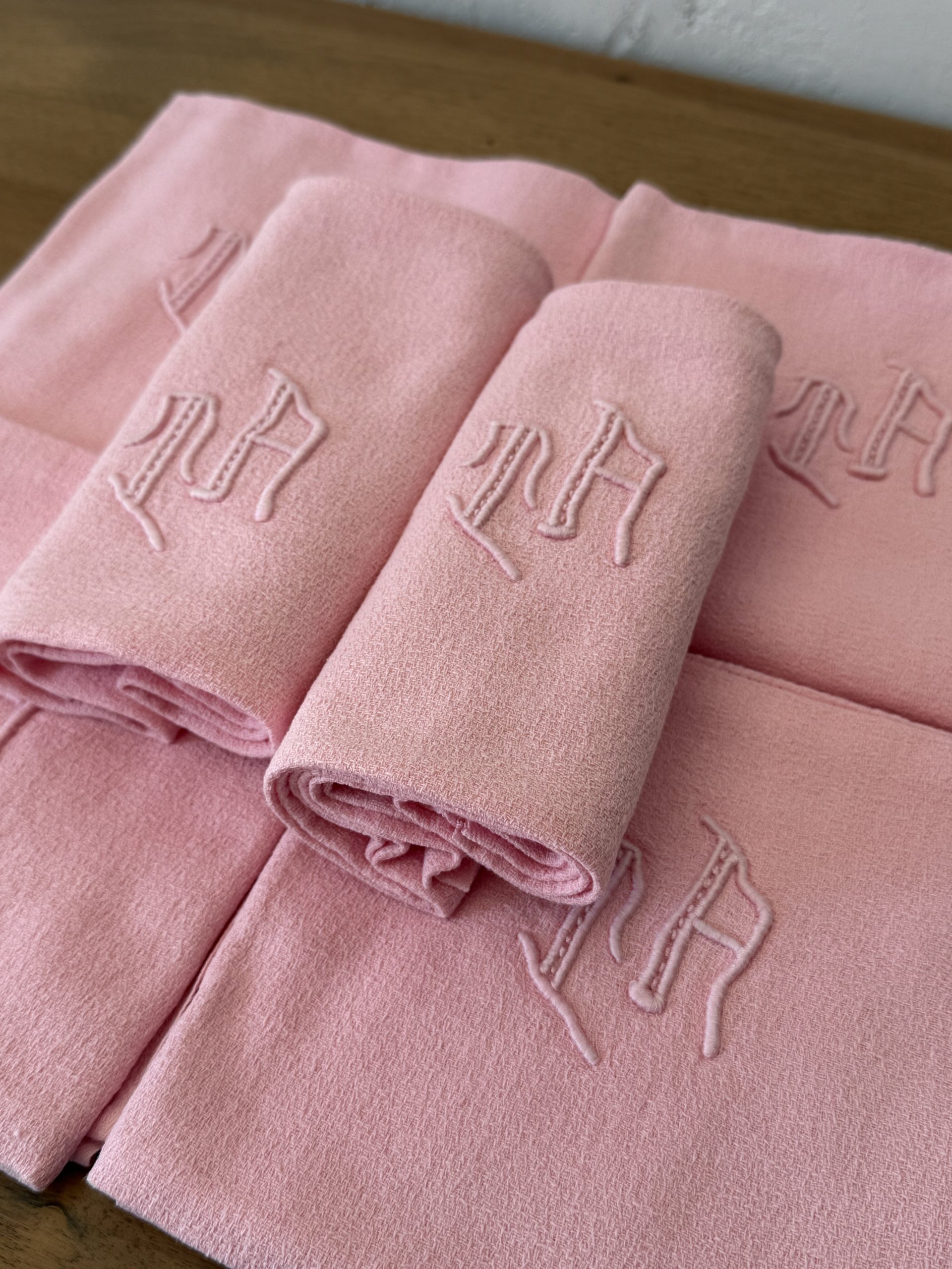 6 Servilletas Antiguas teñidas Rosa - Imagen 3
