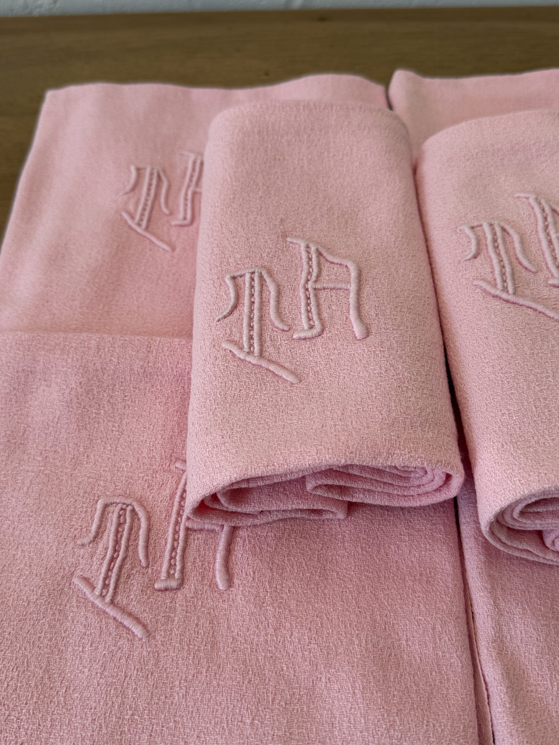 6 Servilletas Antiguas teñidas Rosa - Imagen 2