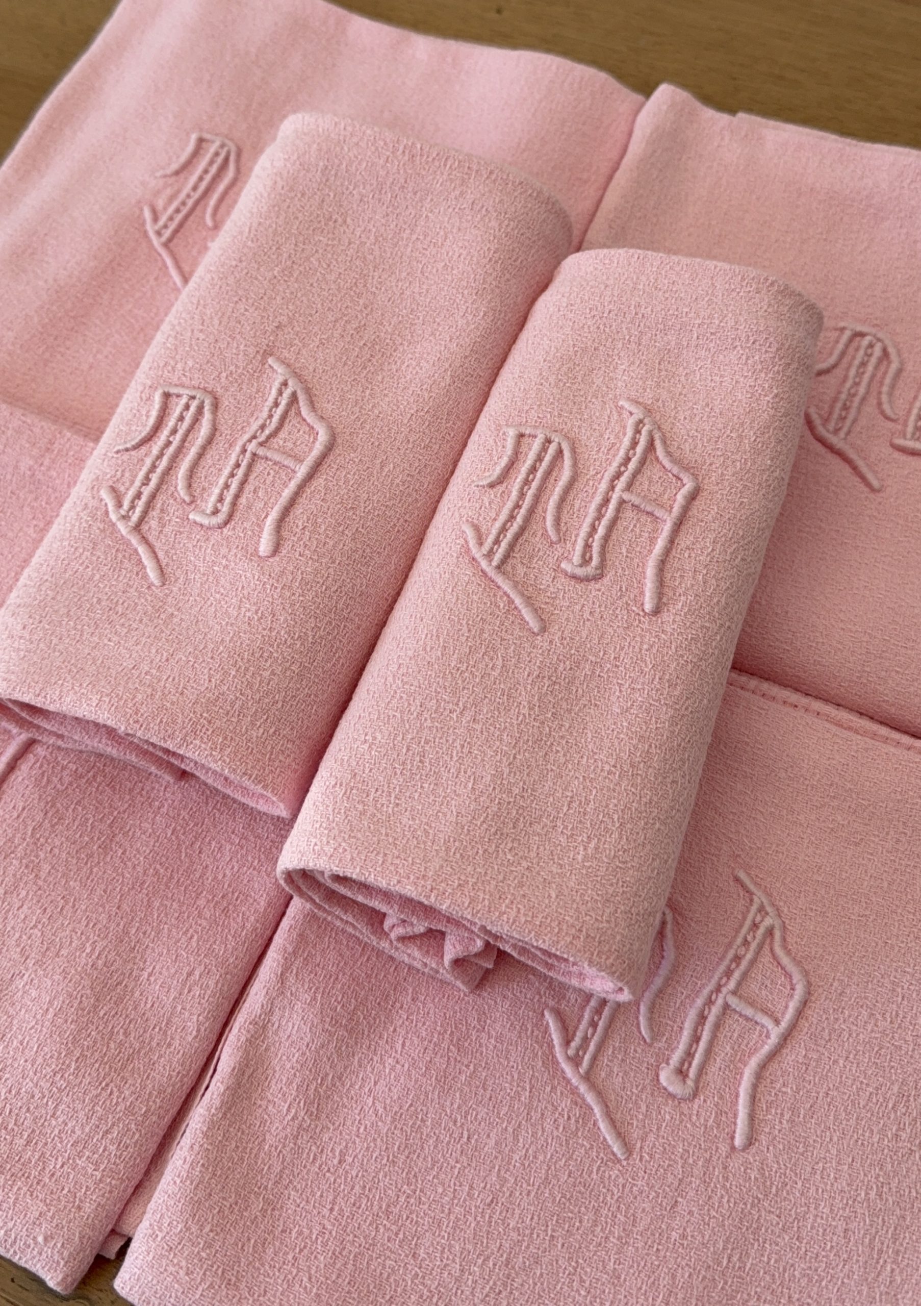 6 Servilletas Antiguas teñidas Rosa